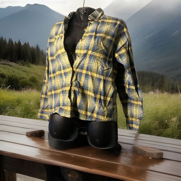 Panhandle Women's Slim Plaid Multi Button Down Long‎ Sleeve Shirt Size M Cotton - Picture 1 of 9